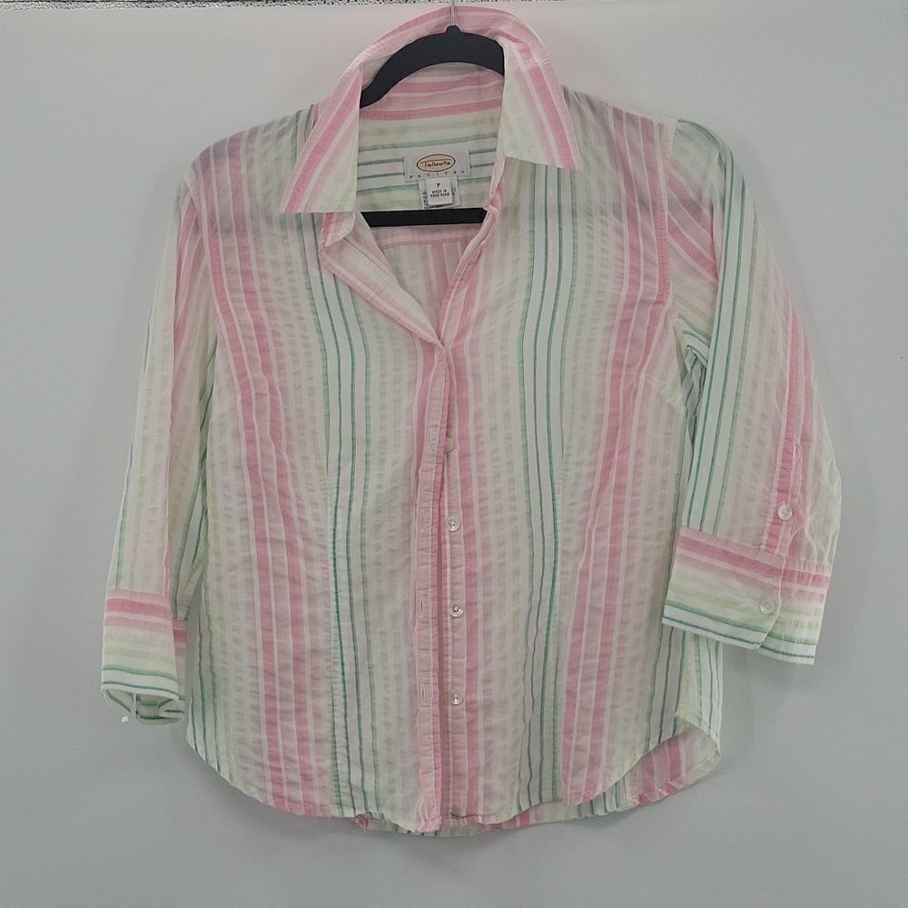 3 For $20 Talbots Pink & Green Button Down Blouse size P